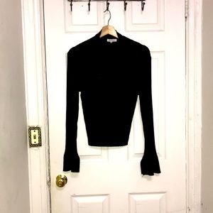 “Hooked Up” Black Turtleneck flared sleeve sweater
